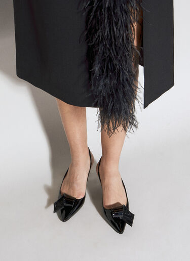Prada 페이턴트 가죽 슬링백 키튼 힐 슈즈  블랙 pra0255009