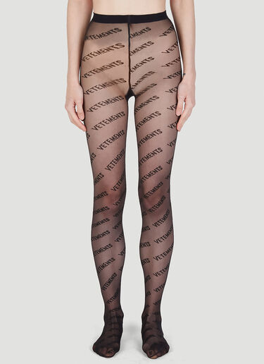 VETEMENTS Logo Monogram Tights Black vet0247042