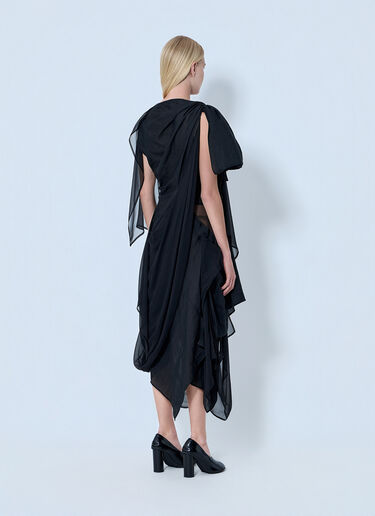 LN-CC® - Yohji Yamamoto: Asymmetric Layered Dress - Black Yohji Yamamoto Asymmetric Layered Dress Black yoy0264003