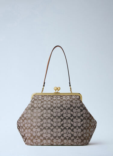 Coach Large Kisslock Frame Bag Beige coa0264044