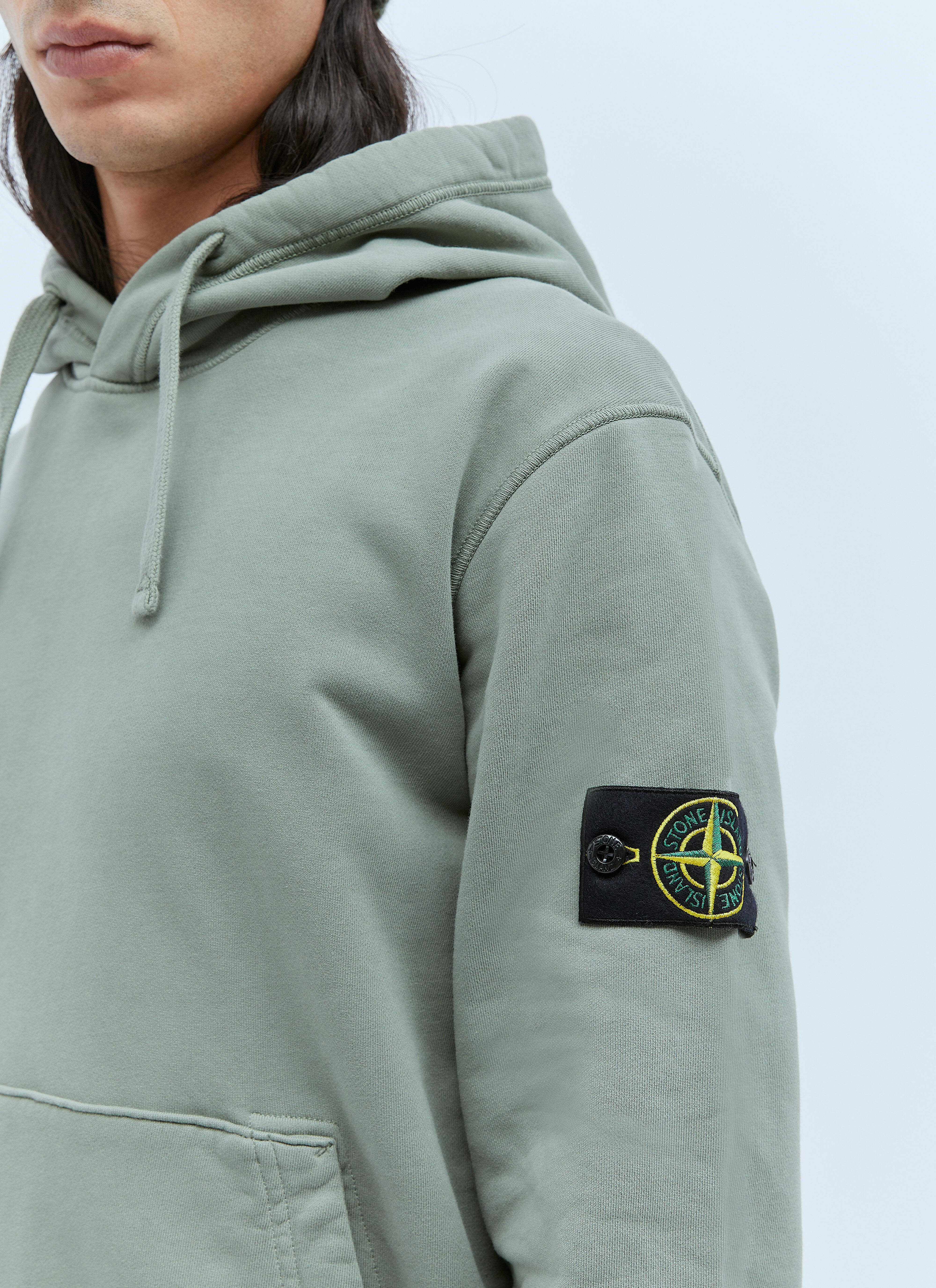 Stone Island Men s Hooded Compass Patch Sweatshirt in Green LN CC