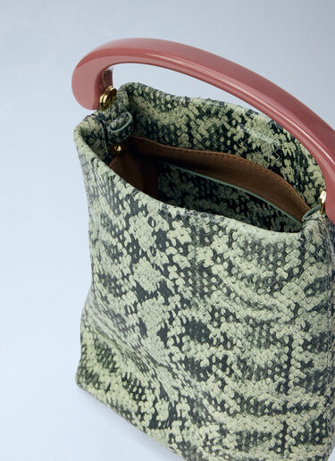 LN-CC® - Dries Van Noten: Snake-Embossed Leather Top Handle Bag - Green Dries Van Noten Snake-Embossed Leather Top Handle Bag Green dvn0265016
