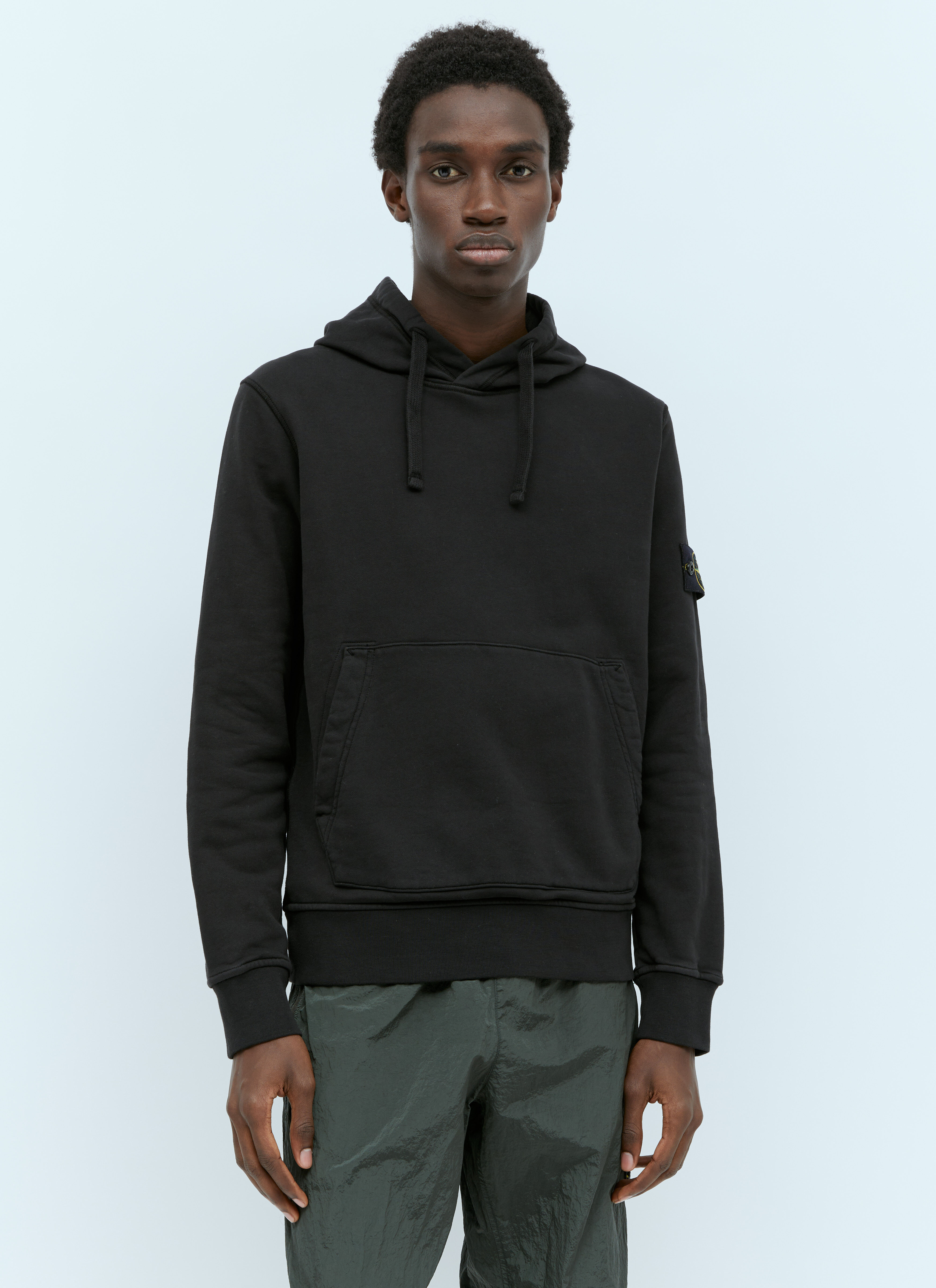 Stone Island Men s Logo Patch Hooded Sweatshirt in Black LN CC