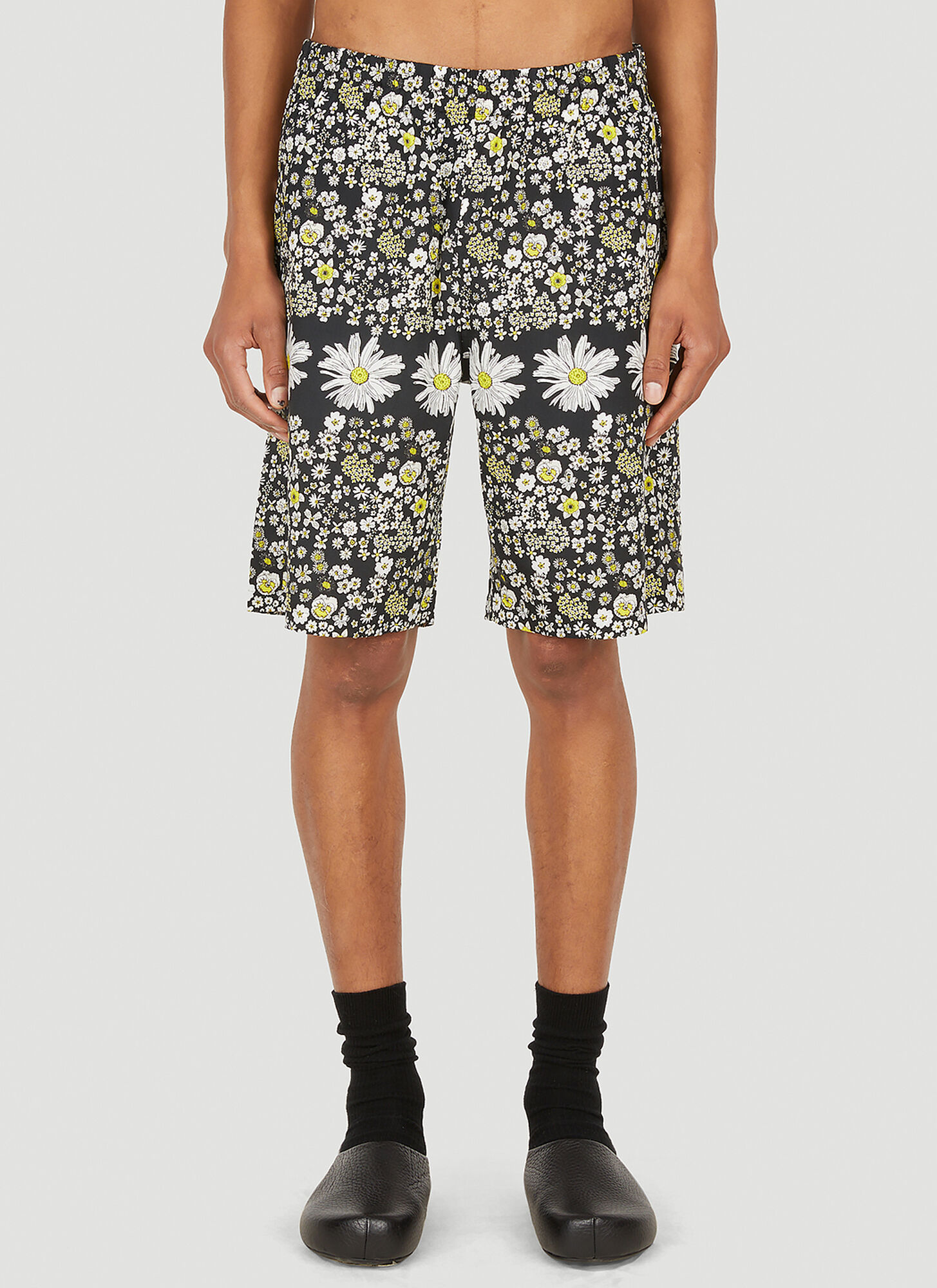 Noma T.d. Wide-leg Printed Rexcell Shorts In Black
