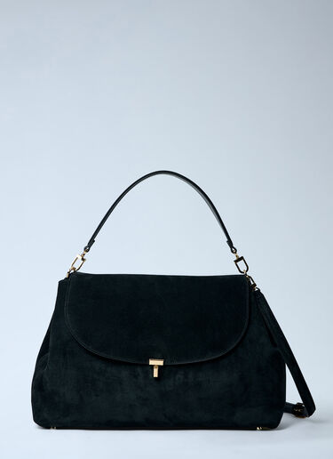 TOTEME T-Lock Suede Satchel Bag Black tot0263072