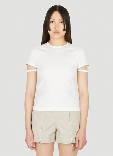 Helmut Lang ジップカフベビーTシャツ ホワイト hlm0249002
