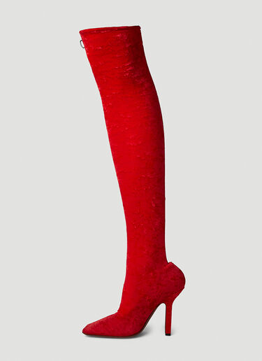 VETEMENTS Velvet OTK Boomerang Boots Red vet0250034