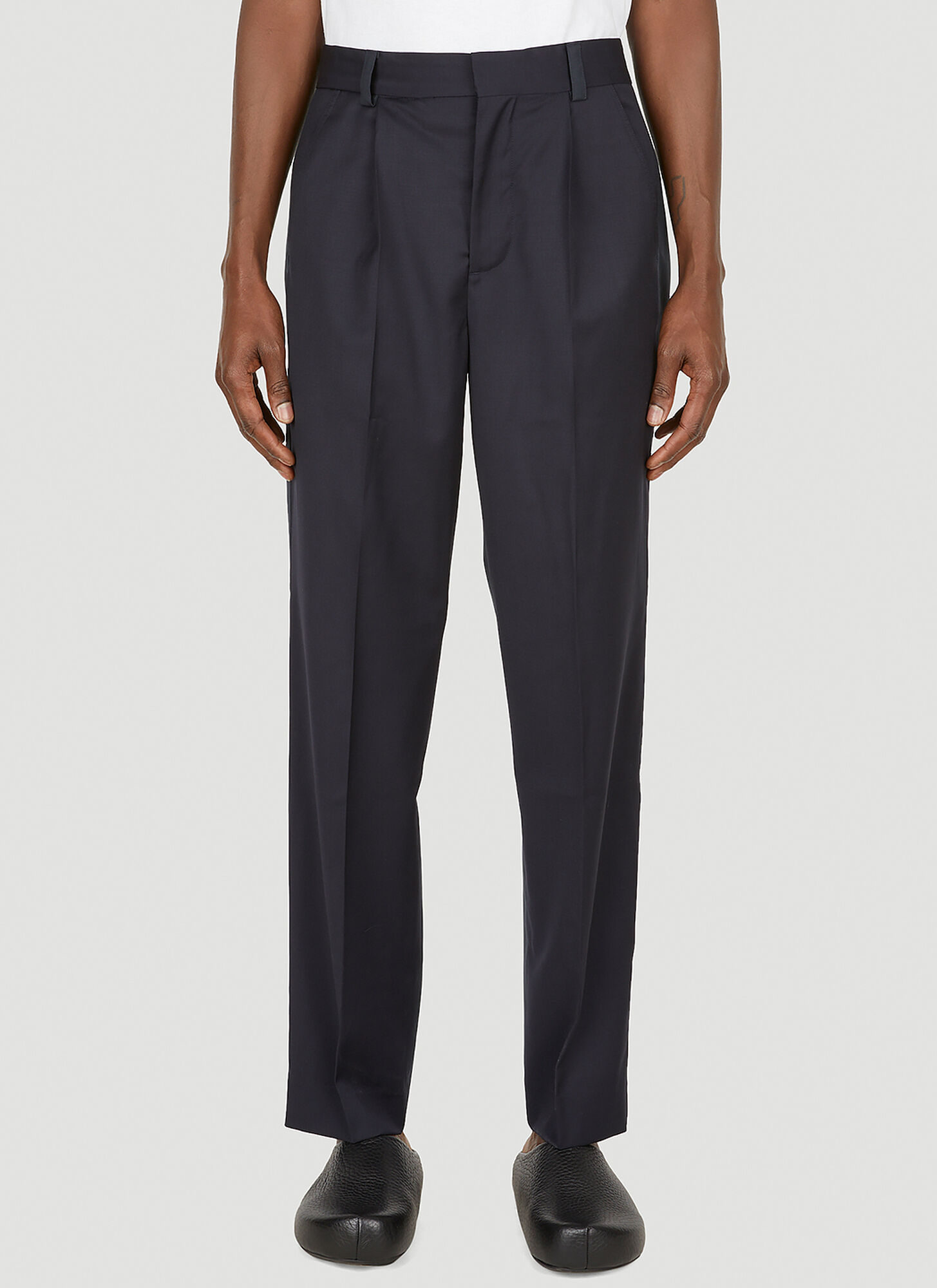 Another Aspect Tailored Contrast Panel Pants Male Blue