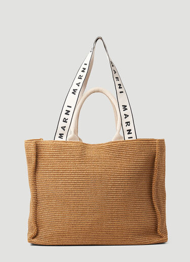 Marni Large Logo Jacquard Tote Bag Camel mni0151026