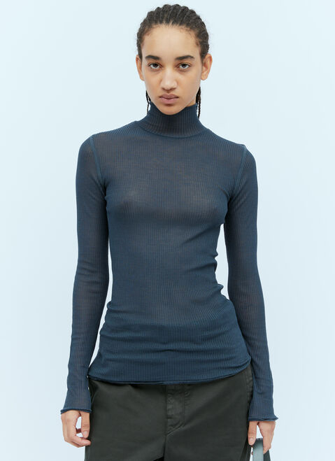 Lemaire Seamless High Neck Long Sleeve Top Blue lem0254004