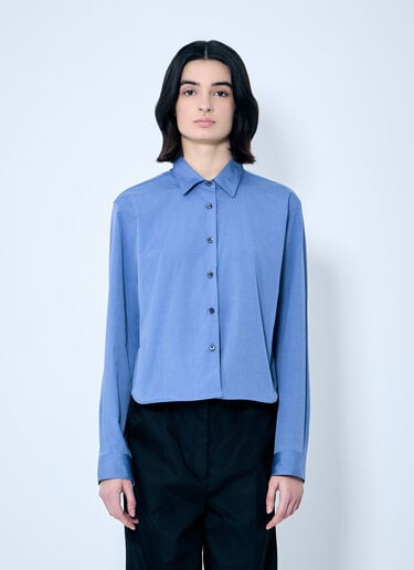 Button-Down Shirt With Wire Hem Prada Button-Down Shirt With Wire Hem Blue pra0260025