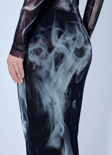 LN-CC® - Jean Paul Gaultier: Mesh Printed Smoking Women Long Skirt - Black Jean Paul Gaultier Mesh Printed Smoking Women Long Skirt Black jpg0266005