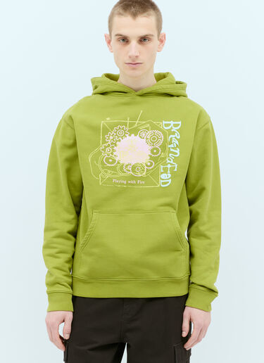 Brain Dead Playing With Fire 후드티셔츠 그린 bra0154016