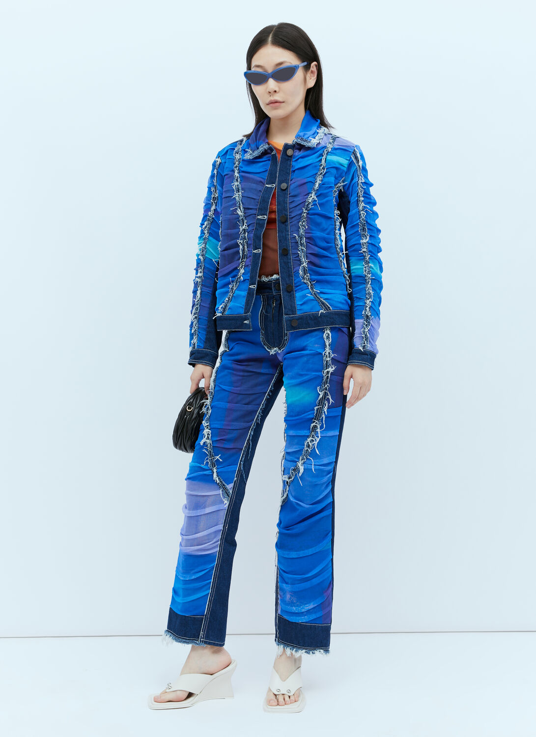 Paula Canovas Del Vas Mesh Construction Denim Jeans In Blue