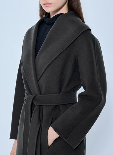 Max Mara Shawl Collar Belted Coat Dark Green max0265227