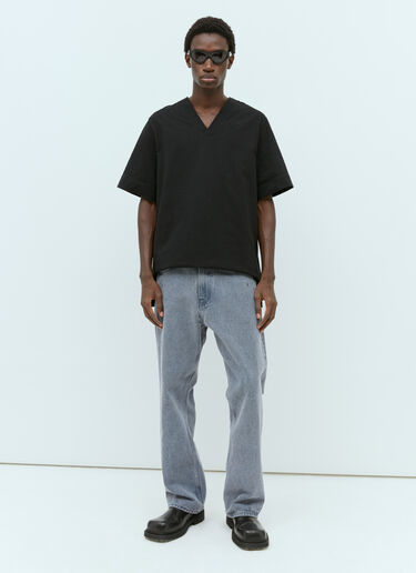 Jil Sander V 넥 티셔츠  블랙 jil0155010