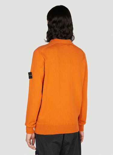 Stone Island Compass Patch Zip Up Sweater Orange sto0152046