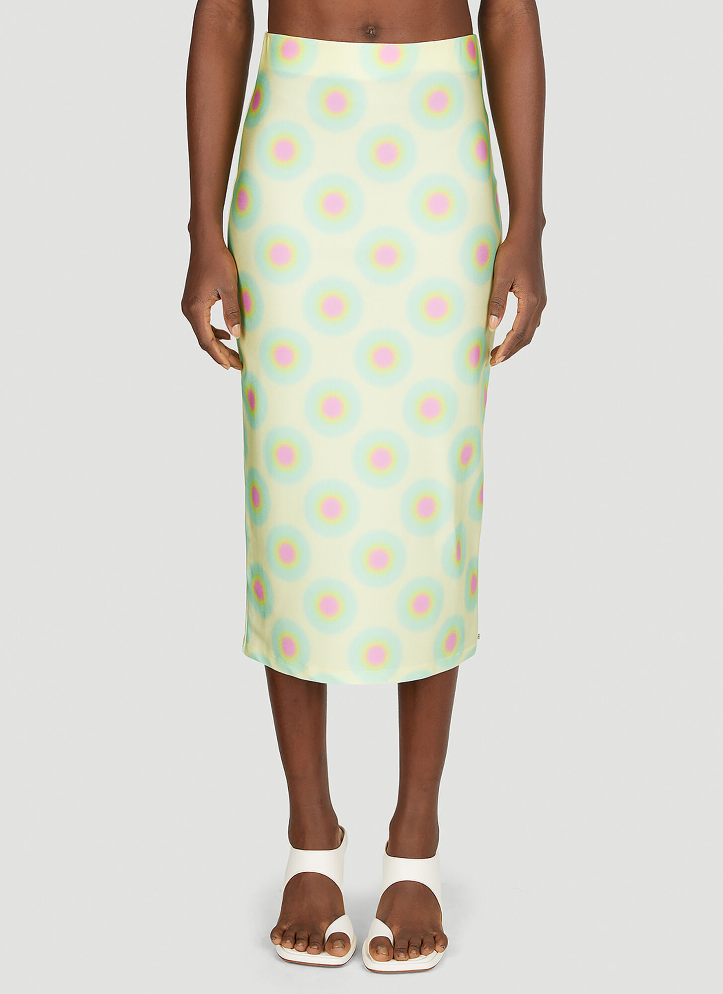 Sportmax Printed Nylon Blend Gestro Skirt In Yellow