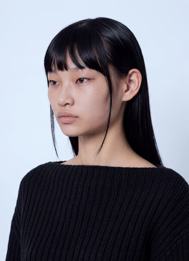 LN-CC® - Sportmax: Ribbed Panel Wool Sweater - Black Sportmax Ribbed Panel Wool Sweater Black spx0266019