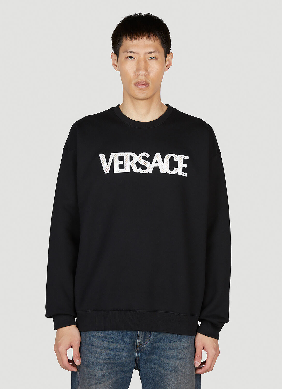 Shop Versace Mesh Logo Sweatshirt