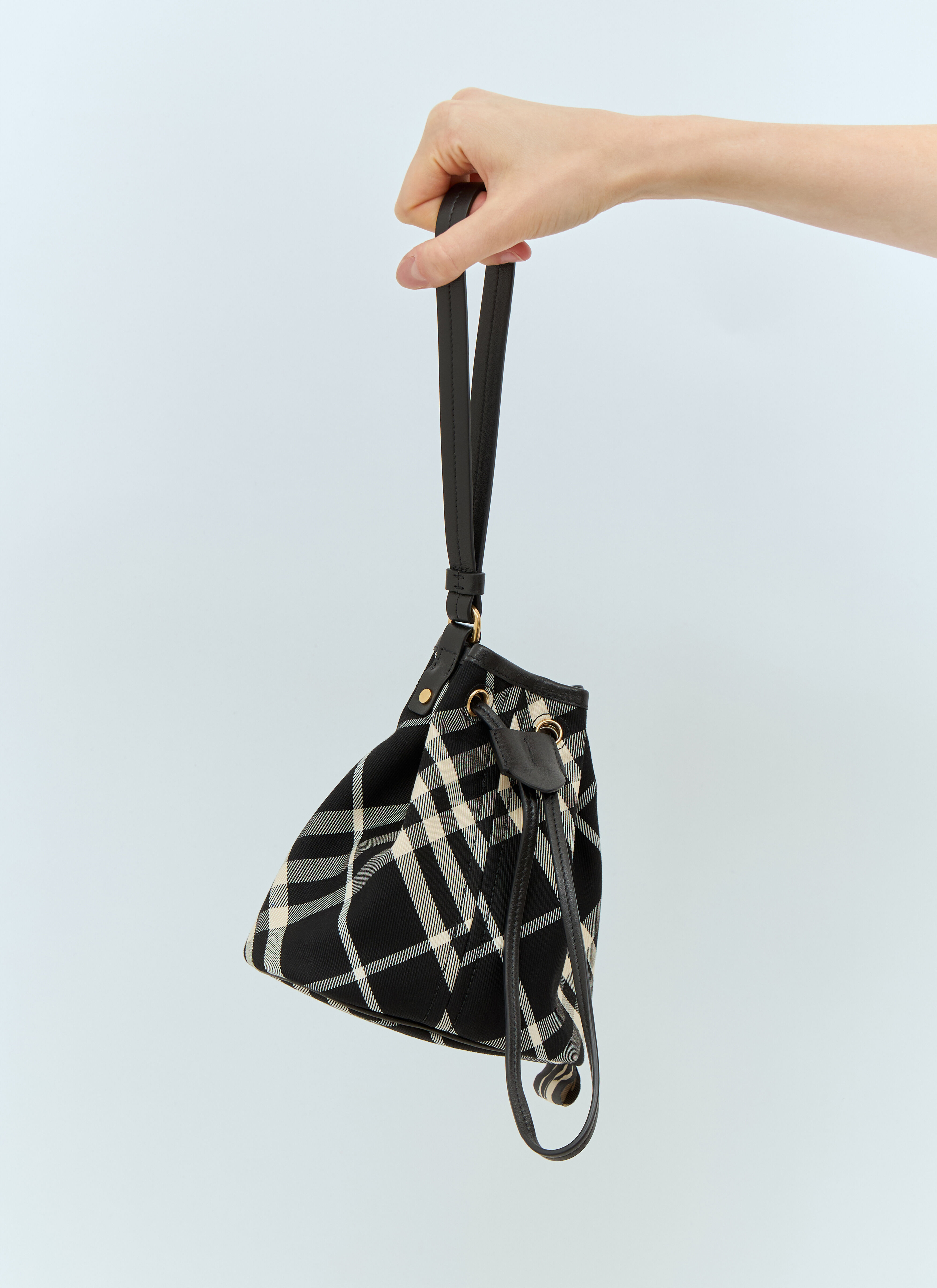 Burberry Women s Check Drawstring Pouch in Black LN CC