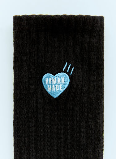 Human Made 徽标刺绣堆堆袜 黑色 hmd0156034