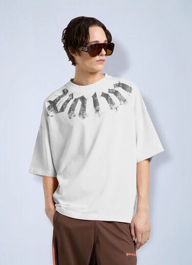LN-CC® - Palm Angels: Big Neck Logo Loose Tee - White Palm Angels Big Neck Logo Loose Tee White pma0166113