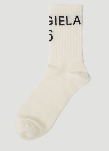 MM6 Maison Margiela Logo Socks White mmm0149014