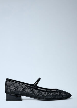 Gucci Embellished GG Ballerina Flats Black guc0261063