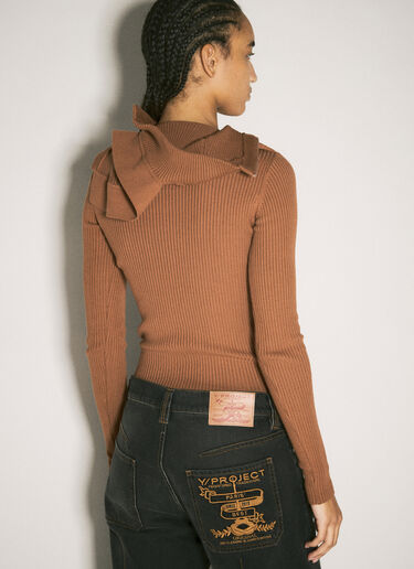 Y/Project Pinched Shoulder Rib Sweater Brown ypr0258004
