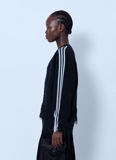 Y-3 Knitted 3 Stripes Fringy Sweater Black yyy0265016
