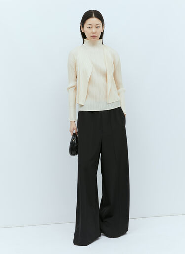 Pleats Please Issey Miyake Pleated Cardigan Beige plp0255014