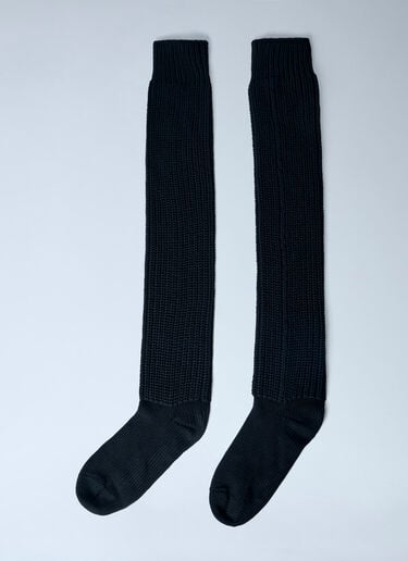 Moncler x Rick Owens Ribbed Knit Knee-High Socks Black mcs0363024