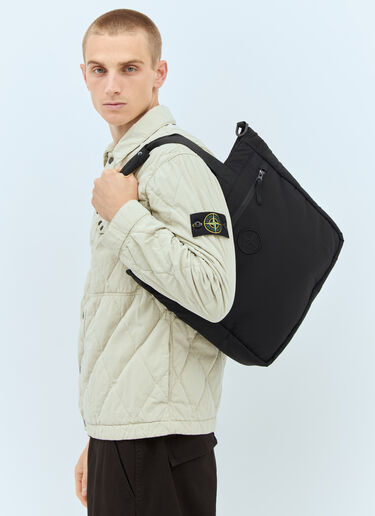 Stone Island Logo Embroidery Tote Bag Black sto0158061