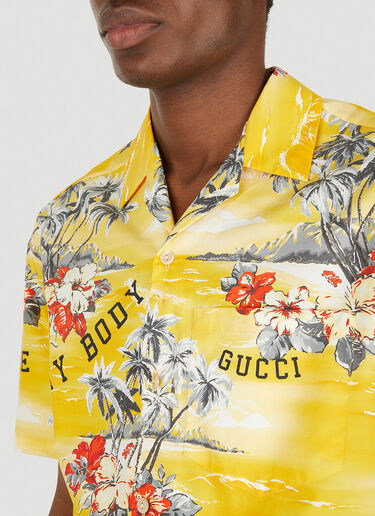 Gucci Ocean Palms Bowing Shirt Yellow guc0150090