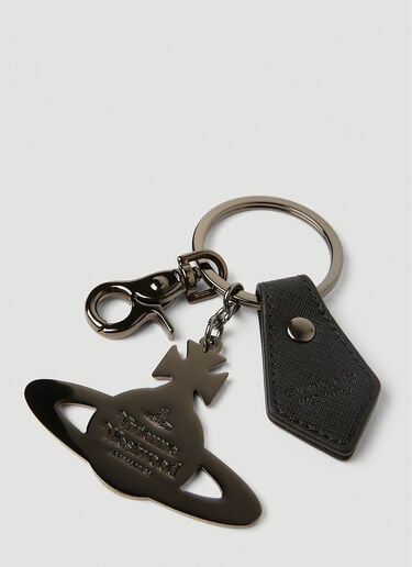 Vivienne Westwood Saffiano Hammered Orb Keyring Black vvw0150031
