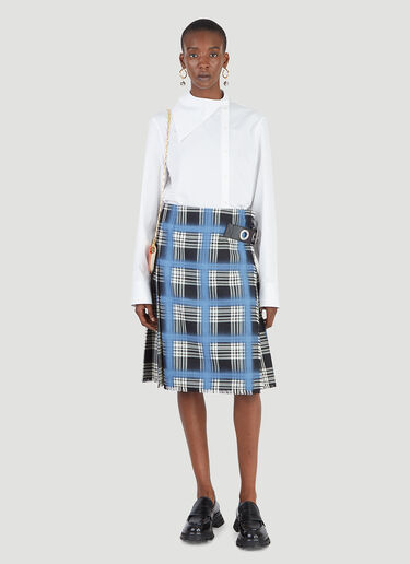 Marni Spray Paint Tartan Skirt Blue mni0245012