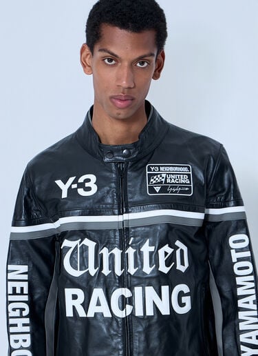 Y-3 X NBHD Racing-Inspired Leather Jacket Black ynb0162013