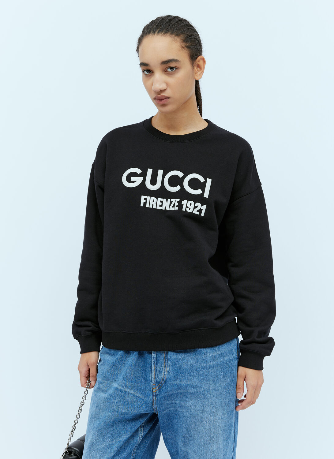 Shop Gucci Logo Embroidery Sweatshirt In Black