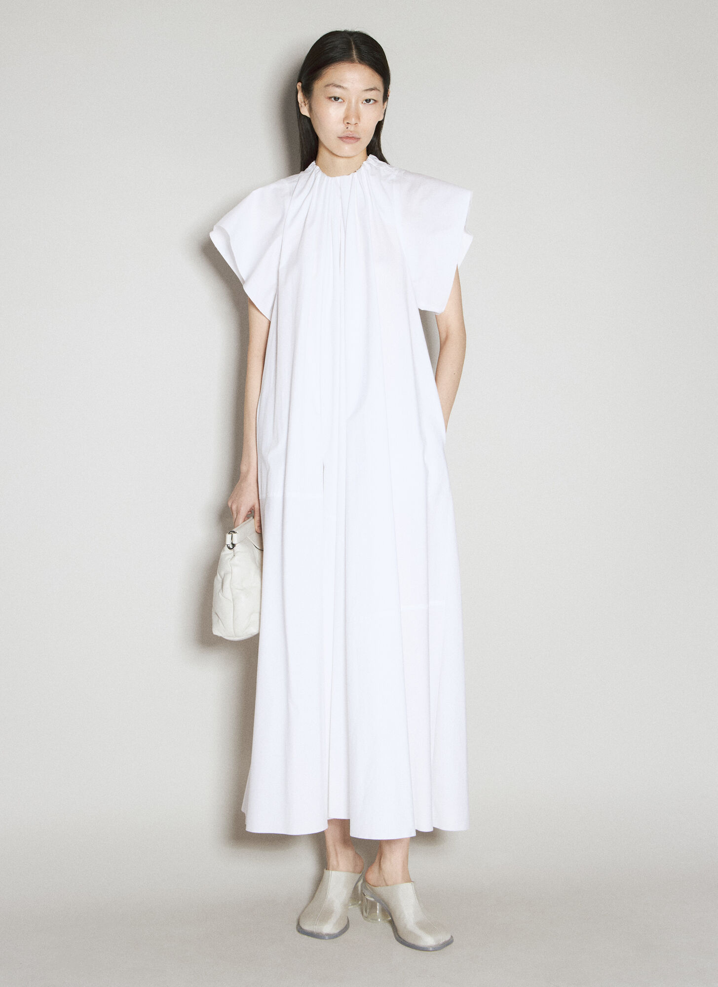 Shop Mm6 Maison Margiela Cotton Poplin Maxi Dress In White