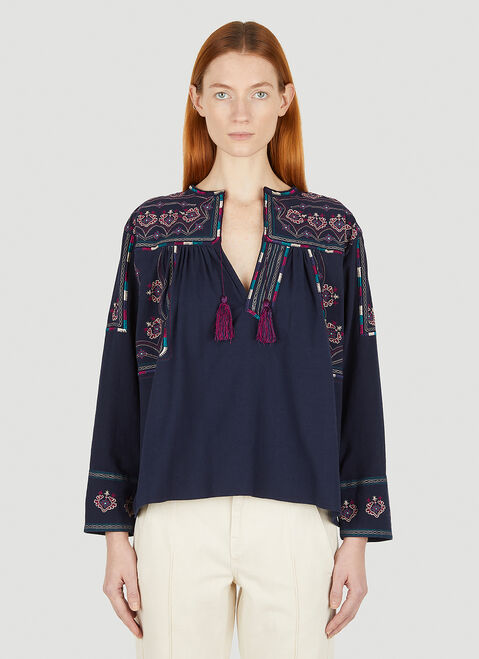 Isabel Marant Étoile Treya 刺繡タッセルディテールトップ クリーム ibe0251003