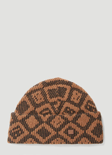 Acne Studios Face Tiles Beanie Hat Brown acn0153053