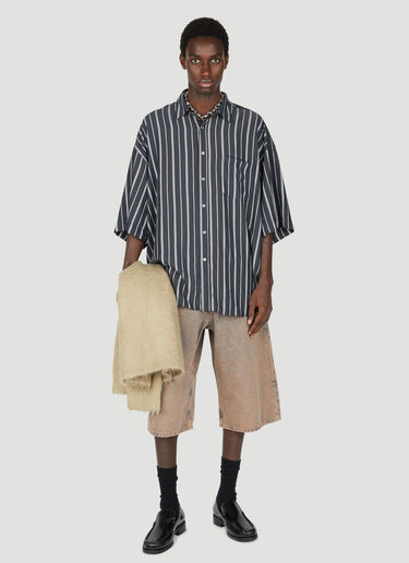 Acne Studios 条纹短袖衬衫 黑色 acn0154012
