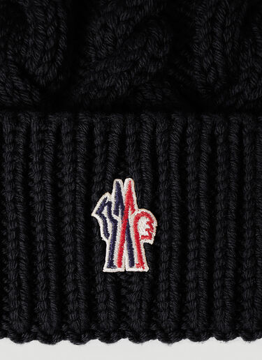 Moncler Grenoble 로고 패치 비니 햇 블랙 mog0253015