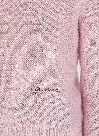 GANNI Roll Neck Logo Embroidery Sweater Pink gan0250004