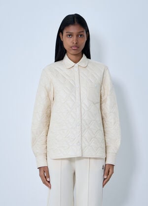 Moncler Logo Motif Quilted Jacket Cream mon0263030