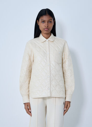 Logo Motif Quilted Jacket Moncler Logo Motif Quilted Jacket Cream mon0263030