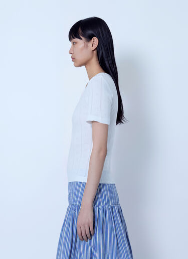 LN-CC® - GANNI: Compact Pointelle Rib Tee - White GANNI Compact Pointelle Rib Tee White gan0265010