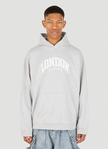 Balenciaga London Wide Fit Hooded Sweatshirt Grey bal0148002