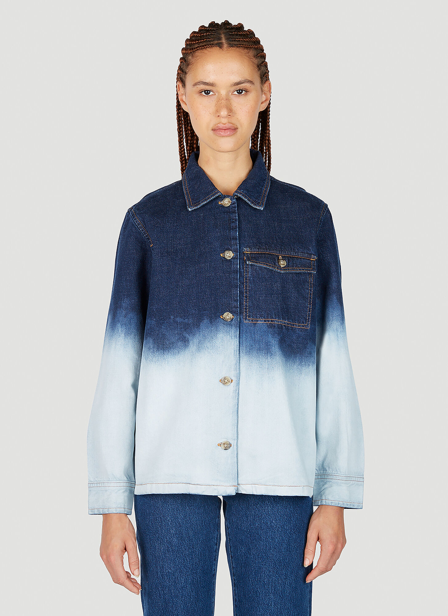 Apc Pierre Tie-dye Denim Overshirt In Dark Blue